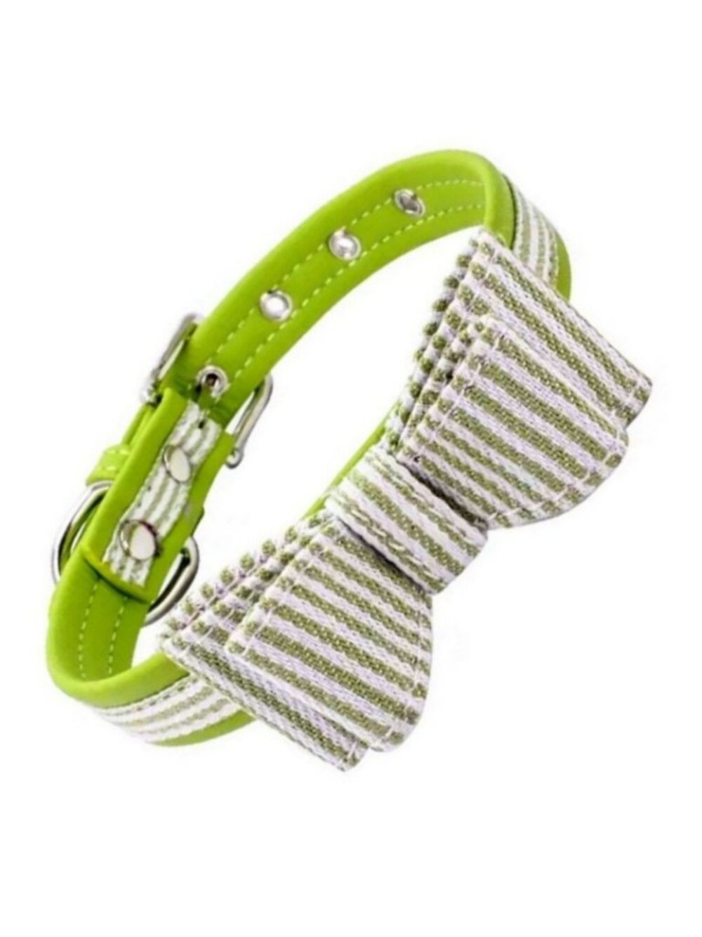 Zachary Saylor Preppy Green Oxford Stripe Bow Tie Dog Collar Medium Gift Package